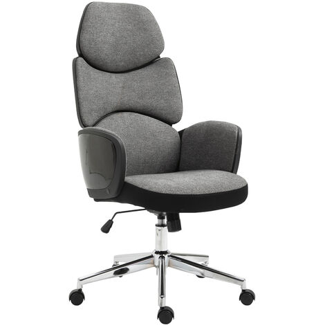 Vinsetto Modern Office Chair Ergonomic Thick Padding High Back Armrests Height Adjustable Rocking w/ 5 Wheels Swivel Home Office Grey Black