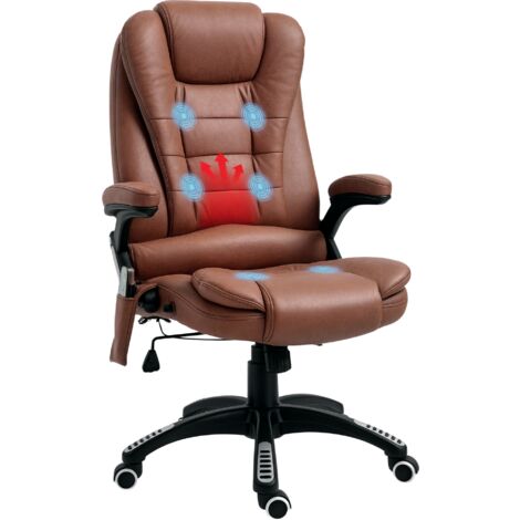 Vinsetto Office Chair w/ Heating Massage Points Relaxing Reclining Brown