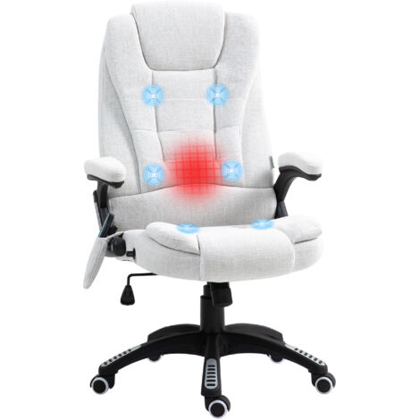Vinsetto Office Chair w/ Heating Massage Points Relaxing Reclining Cream