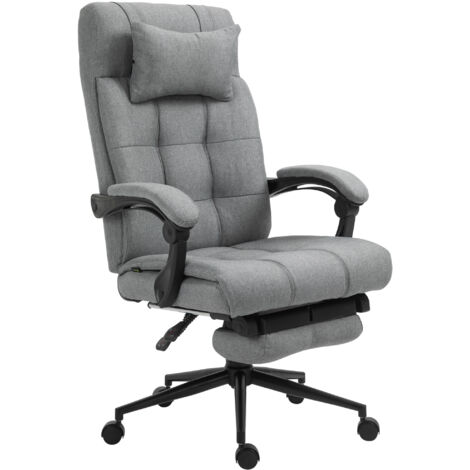 Vinsetto Office Chair with Adjustable Height, Wheels, Footrest Light Grey