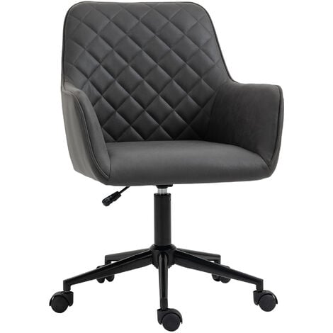 Vinsetto Office Desk Chair, Leather-Feel Fabric Computer Swivel Chair with Rolling Wheels and Adjustable Height for Home Grey