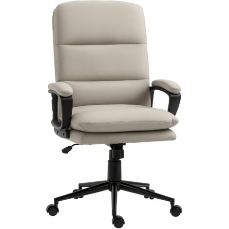 Vinsetto PU Leather Office Chair for Home with Arm, Adjustable Height, Grey