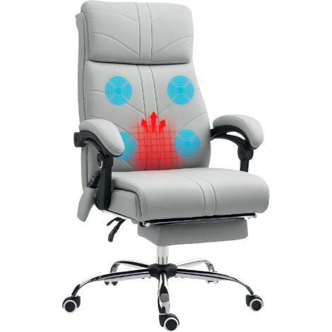 Vinsetto PU Vibration Massage Office Chair with Heat, Footrest, Light Grey