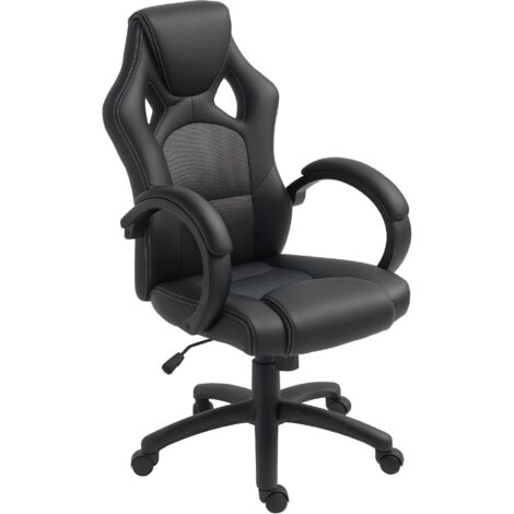 Vinsetto Racing Gaming Chair Swivel Home Office Gamer Chair with Wheels Grey