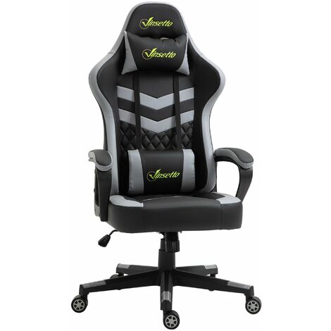 Vinsetto Racing Gaming Chair w/ Lumbar Support, Gamer Office Chair, Black Grey