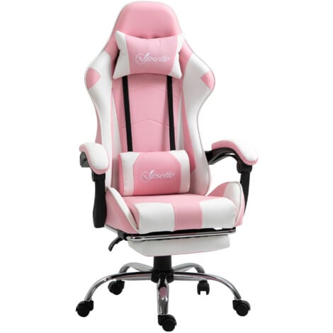 main image of "Vinsetto Racing Gaming Chair with Lumbar Support, Head Pillow, Swivel Wheels, High Back Recliner Gamer Desk Chair for Home Office, Pink"