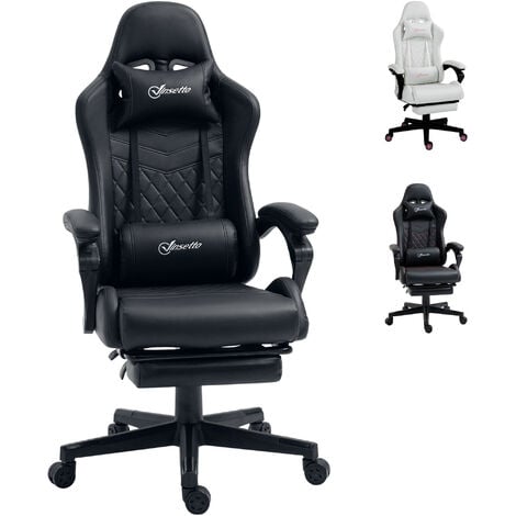 main image of "Vinsetto Racing Gaming Chair with Swivel Wheel, PU Leather Recliner Gamer Desk for Home Office, Black"