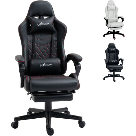 main image of "Vinsetto Racing Gaming Chair with Swivel Wheel, PU Leather Recliner Gamer Desk for Home Office, Black Red"