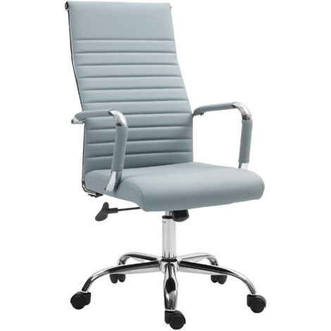 Vinsetto silla de escritorio giratoria silla de oficina con respaldo alto altura ajustable función basculante y reposabrazos gris claro