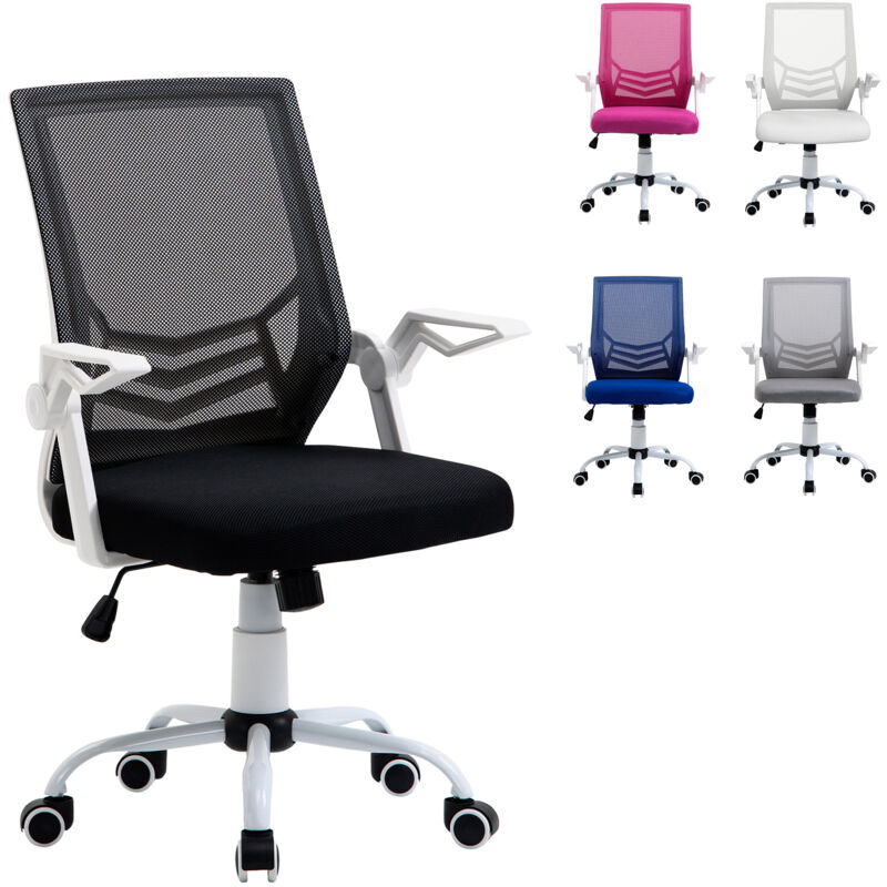 

Silla de Oficina Silla Escritorio Giratoria con Altura Ajustable Reposabrazos Abatible Soporte Lumbar y Respaldo Transpirable 62,5x55x94-104 cm Negro