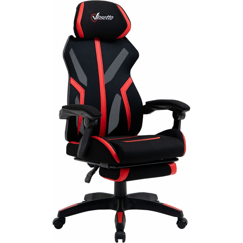 

Silla de Oficina Giratoria con Altura Ajustable Inclinación Reposabrazos Reposacabezas Regulable y Reposapiés Plegable 65x65x119-129 cm Rojo - Rojo