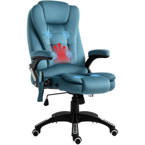 Vinsetto silla de oficina giratoria con masaje de 6 puntos función basculante con calefacción altura ajustable respaldo reclinable y mando a distancia