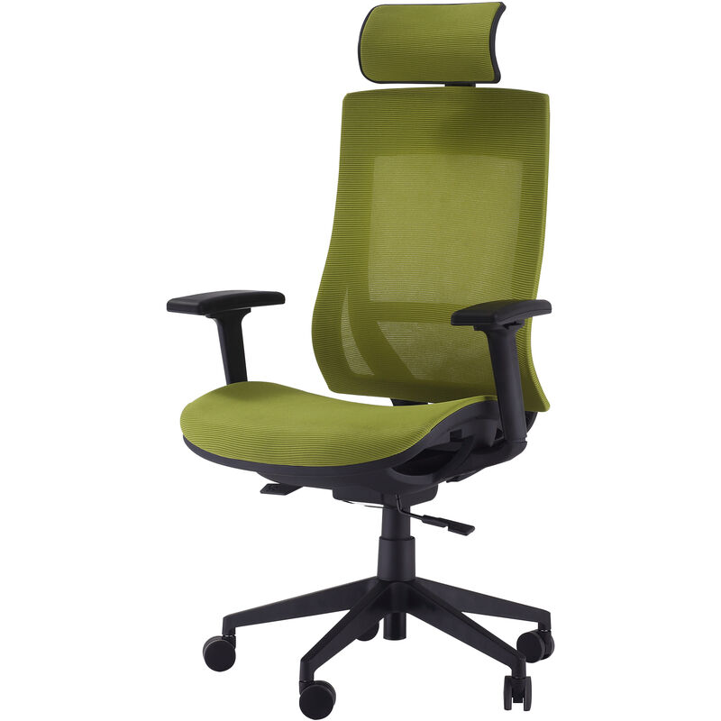 

Silla de Oficina Giratoria Ergonómica con Altura Ajustable Reposabrazos Reposacabezas Regulables y Respaldo Alto de Malla 66,5x66x120-128 cm Verde