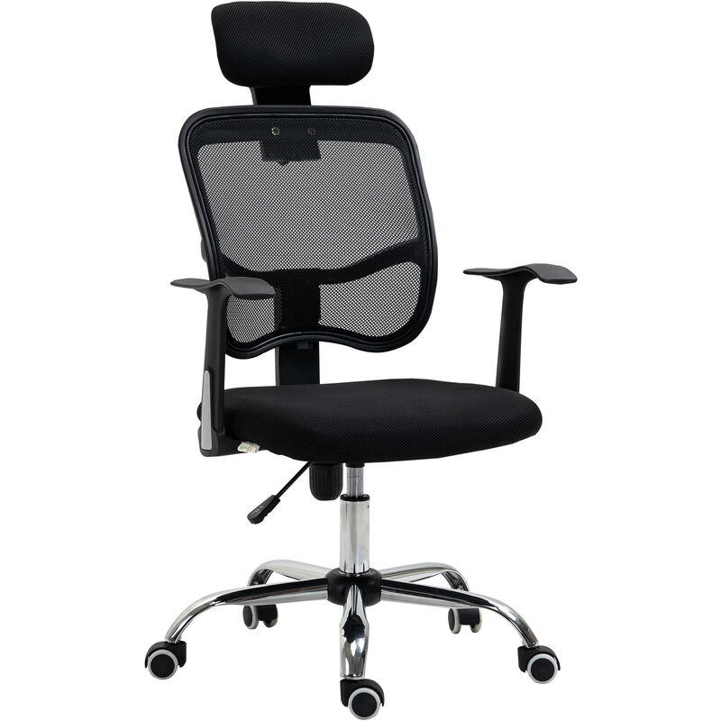 

Silla de Oficina Giratoria Silla de Escritorio Ergonómica con Altura Ajustable Función de Inclinación Reposacabezas y Soporte Lumbar 63x62x109-117 cm