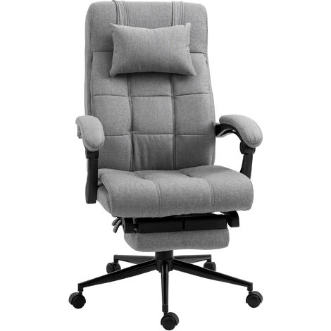 Vinsetto silla de oficina reclinable silla de escritorio giratoria con altura ajustable reposapiés reposacabezas y reposabrazos 66x76x112-120 cm