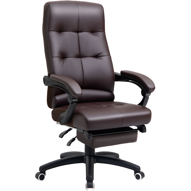

Silla de Oficina Silla Giratoria con Altura Ajustable Función de Inclinación Reposabrazos y Reposapiés Piel Sintética 65x65x114-124 cm Marrón - Marrón
