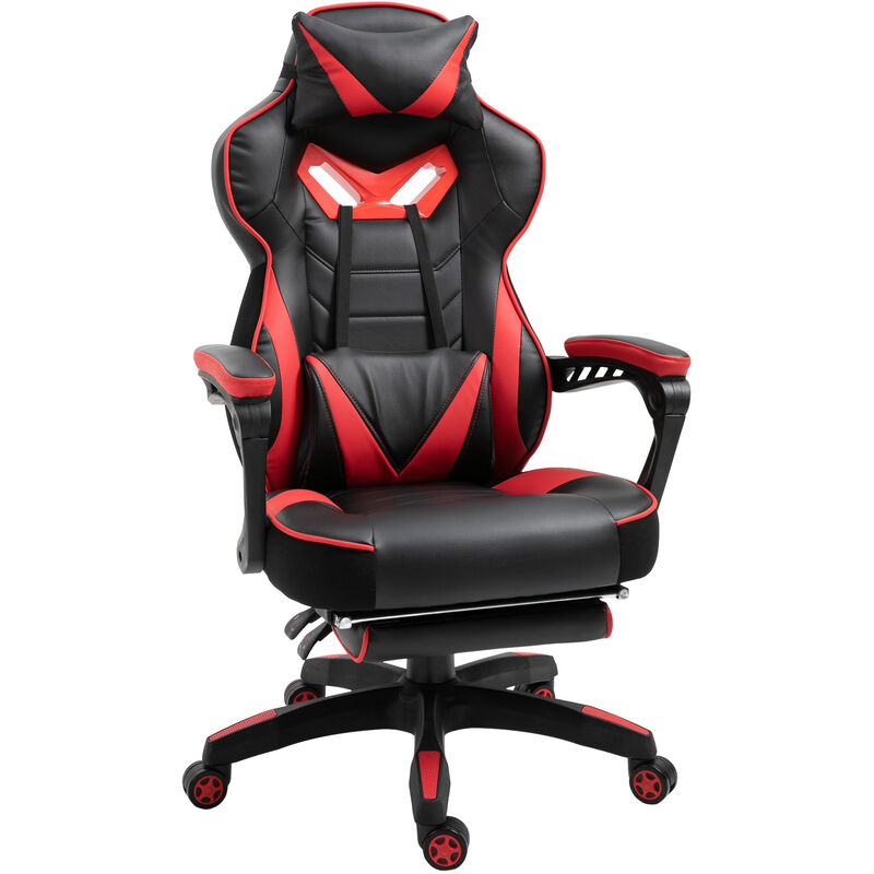 

Silla Ergonómica de Escritorio Ajustable Altura Reclinable con Reposapiés Rojo - Rojo