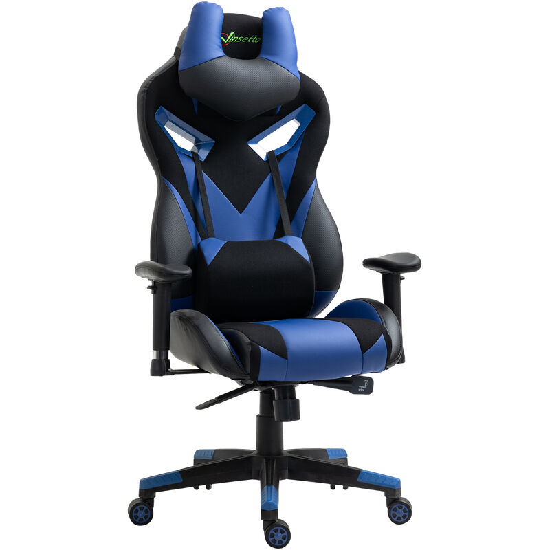 

Silla Gaming Ergonómica Silla de Juegos Giratoria con Altura Ajustable del Asiento y Reposabrazos Reposacabezas Cojín Lumbar Extraíbles 70x71x125-133