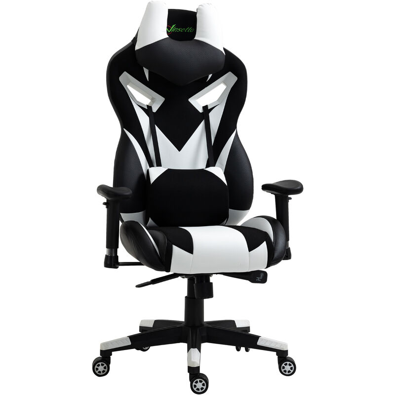 

Silla Gaming Ergonómica Silla de Juegos Giratoria con Altura Ajustable del Asiento y Reposabrazos Reposacabezas Cojín Lumbar Extraíbles 70x71x125-133