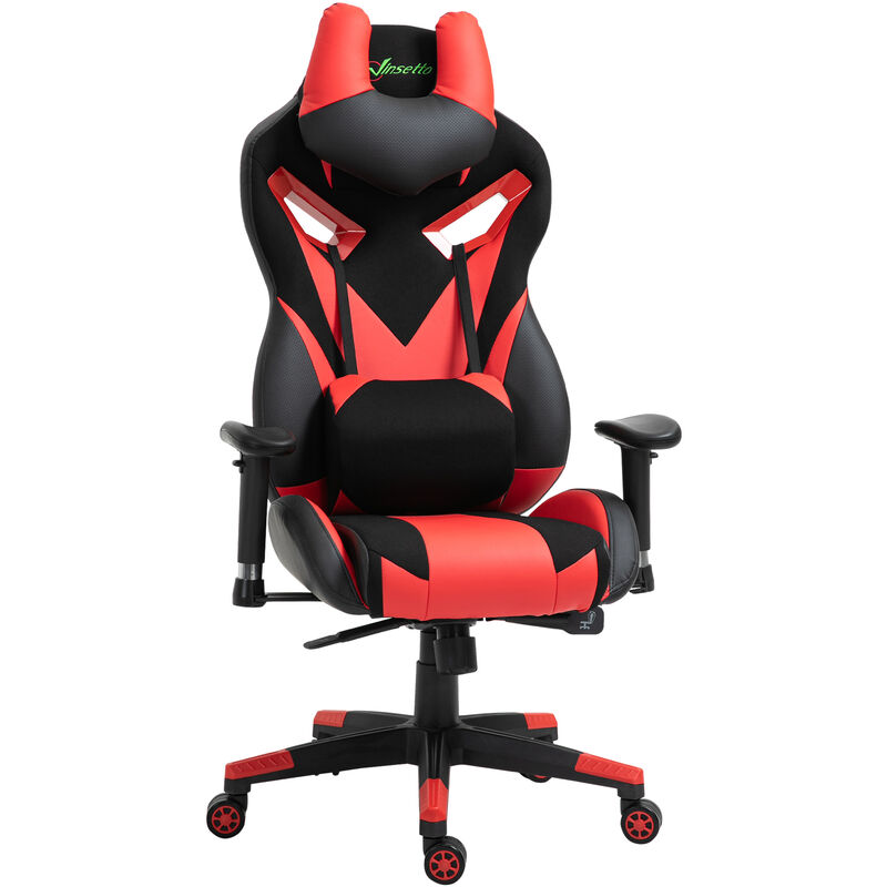 

Silla Gaming Ergonómica Silla de Juegos Giratoria con Altura Ajustable del Asiento y Reposabrazos Reposacabezas Cojín Lumbar Extraíbles 70x71x125-133