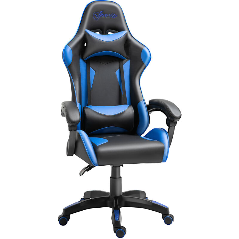 

Silla Gaming Profesional Ergonómica Reclinable y Ajustable en Altura con Respaldo Alto Reposacabezas y Reposabrazos 66x66x128-138 cm Azul - Azul