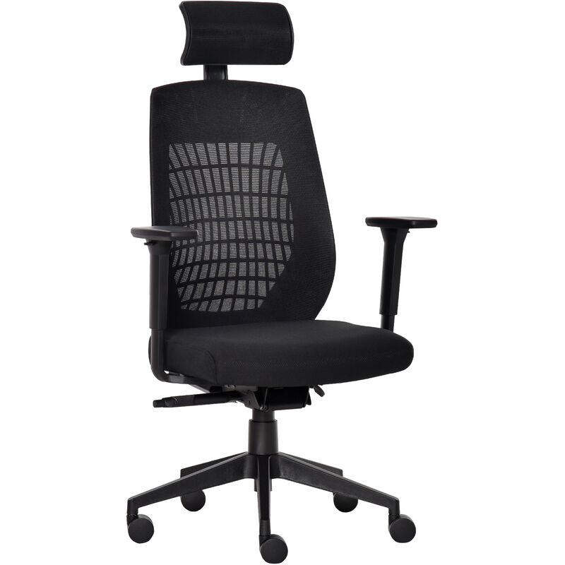 

Silla de Oficina Giratoria Silla Escritorio Basculante con Altura Ajustable Reposacabezas Reposabrazos Regulables y Soporte Lumbar 67x64x126 cm Negro