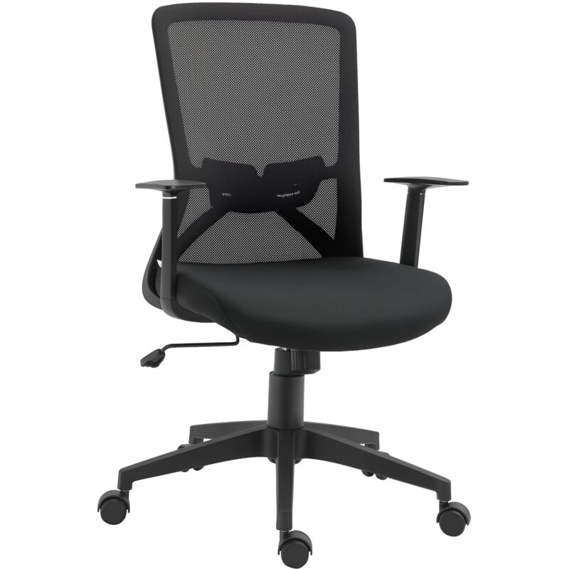 

Silla de Oficina Giratoria con Altura Ajustable Reposabrazos Soporte Lumbar Respaldo Transpirable y Función Basculante 62x61x99-109 cm Negro - Negro