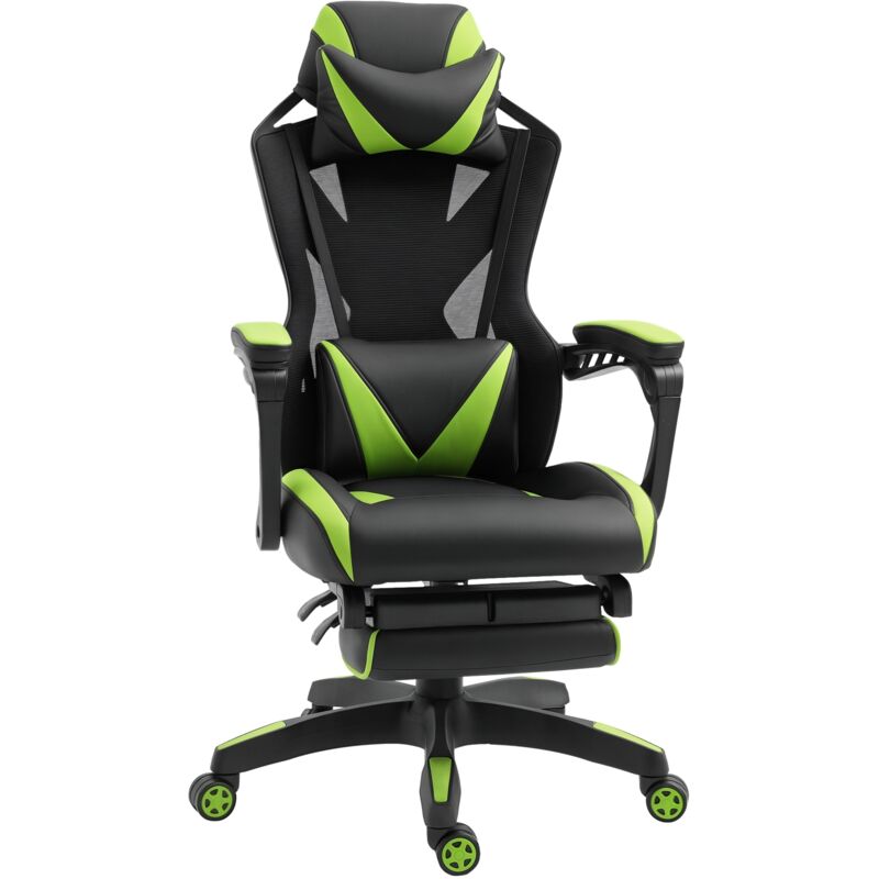 

Silla Racing Ergonómica para Oficina Ajustable Altura Respaldo Regulable Verde - negro, verde