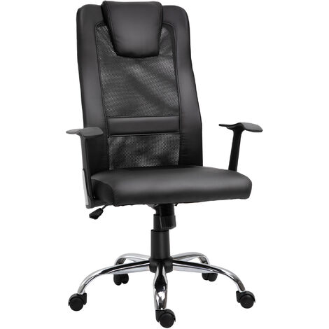 main image of "Vinsetto Swivel Mesh Office Chair Task High Back Desk Chairs Height Adjustable Armchair for Home with Headrest, Black"