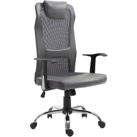 main image of "Vinsetto Swivel Mesh Office Chair Task High Back Desk Chairs Height Adjustable Armchair for Home with Headrest, Grey"