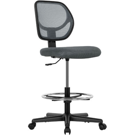 Vinsetto Swivel Mesh Office Chair w/ Adjustable Footrest Ring, Charcoal Grey