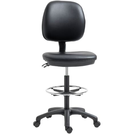 Vinsetto Tabouret à roulettes réglable en hauteur 69-91 cm avec dossier inclinable et repose-pieds réglable