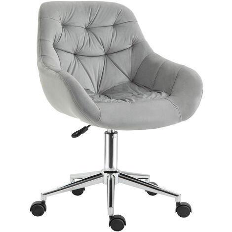 Vinsetto Velvet Home Office Chair Desk Chair with Adjustable Height Grey