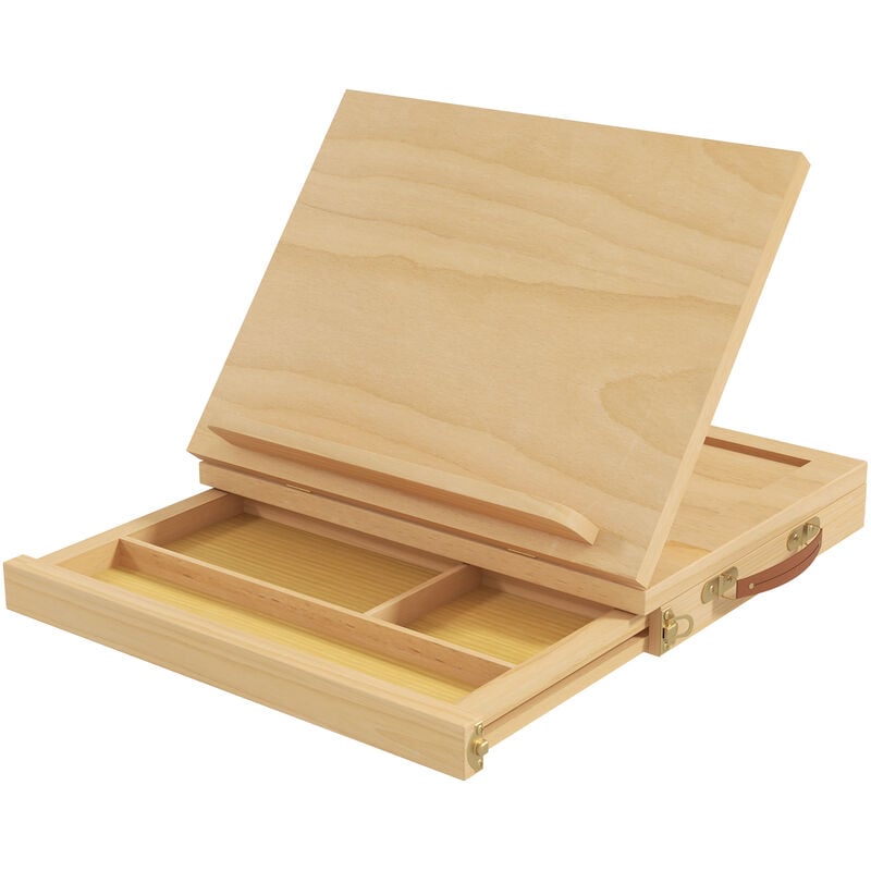 Wooden Table Easel Box with Storage Portable Folding Artist Easel - Natural wood finish - Vinsetto