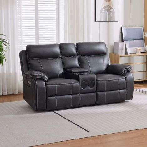 Vinson Electric Recliner 2 Seater Sofa Air Leather With Speakers & USB-C Charging