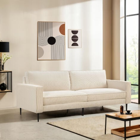 SICAAN Vintage 3-Sitzer-Sofa OSKAR beige Cord