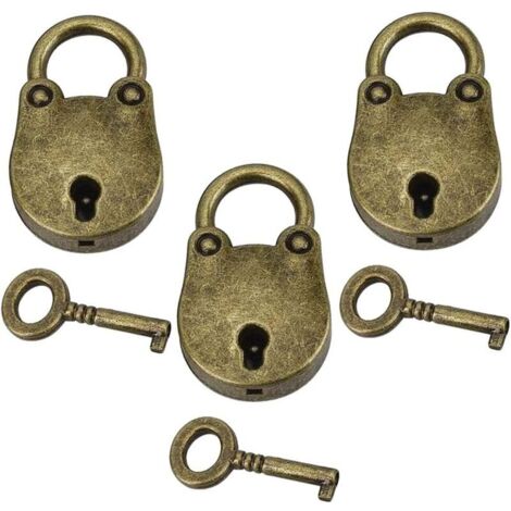 Vintage 3-teiliges Mini-Vorhängeschloss-Set, abschließbare Spindschlösser, kleine Vorhängeschlösser, Mini-Kofferschlösser, abschließbare bärenförmige Vorhängeschlösser für kleines Gepäck und Spinde