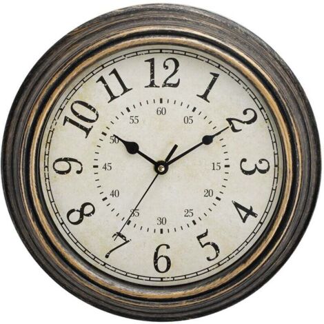 Vintage 30 cm geräuschlose Quarz-Wanduhr mit großen Ziffern, HD-Glas und Antik-Kupfer-Finish