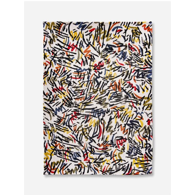 Louis De Poortere Graffito Design – Galerie Kunst Abstrakter Teppich – Hergestellt In Belgien – Handarbeit – Natürliche Rutschfestigkeit – 100 % Baumwolle