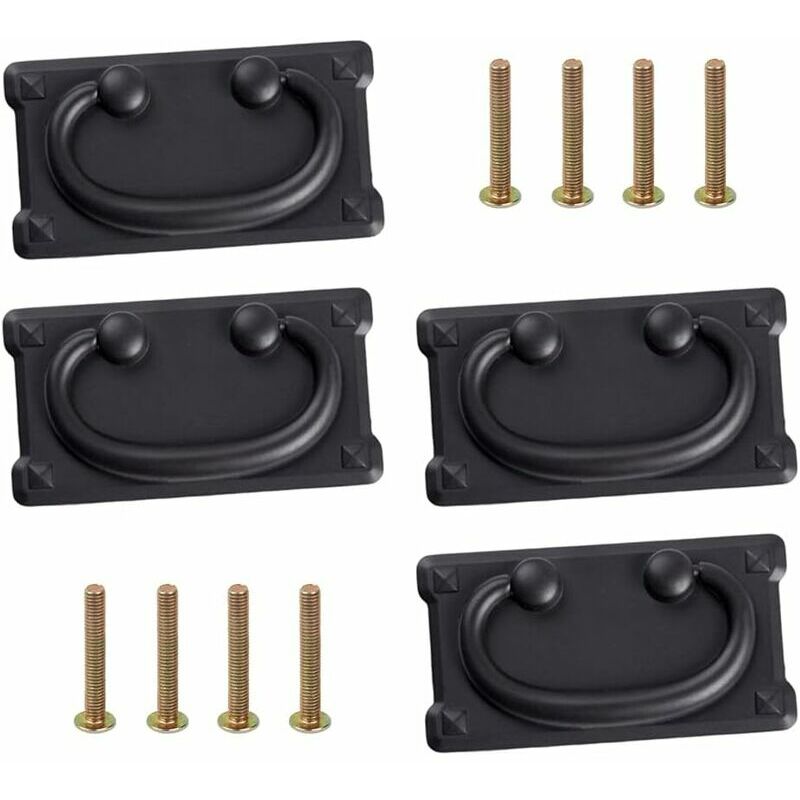 Vintage Antique Drawer Handles Set of 4 Antique Pull Handles Vintage Furniture Handle with Ring Pull Drawer Ring Pull Handle Furniture Knob with