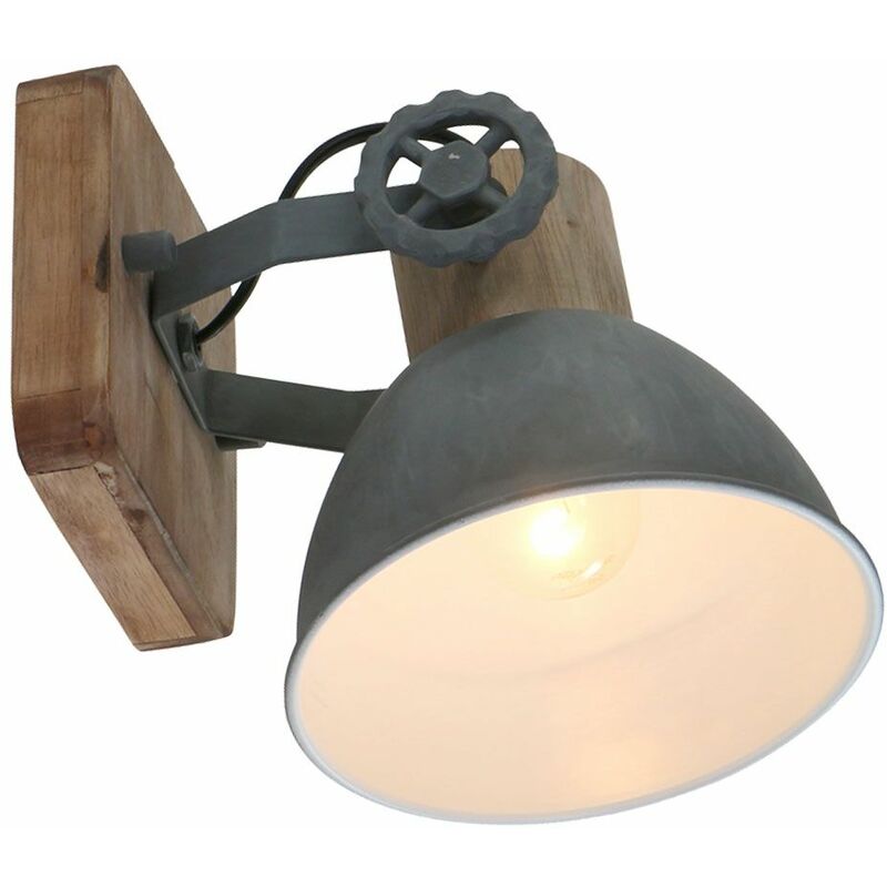 Image of Etc-shop - Lampada da parete vintage per sala da pranzo con faretto in legno regolabile in un set che include lampadine a led