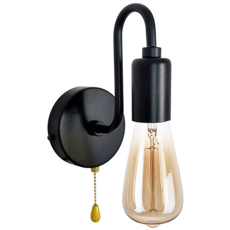 Vintage Applique Murale avec Interrupteur, Retro Industriel Lampe Murale avec Interrupteur à Tirette, Douille E27 Métalo Éclairage Mural pour Chambre Salon Couloir Allée Restaurant Loft