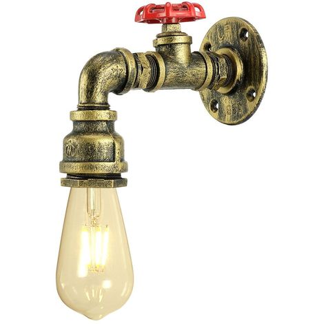 Vintage Applique Murale Créative Tuyau Rétro Industriel Lampe murale Fer Métal E27 pour Restaurant Café Bar Cuisine Chambre (Bronze)
