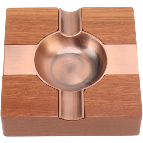 Vintage-Aschenbecher aus Bronze und Holz, quadratische Form, tragbar und leicht zu reinigen, Wohnaccessoire