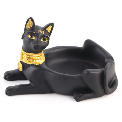 Vintage-Aschenbecher, handgefertigt aus Kunstharz, Figur einer ägyptischen schwarzen Katze, Dekoration für Zuhause oder Büro