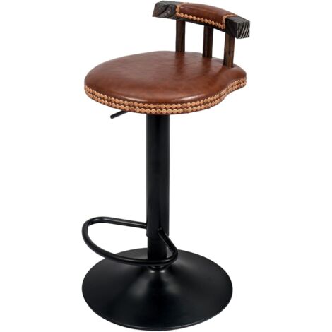 Vintage Bar Stools Adjustable Height Swivel Bar Chairs with High Legs Elegant Breakfast Stools for Kitchen Island Counter and Home Bars (Light Brown, 1 PCS)