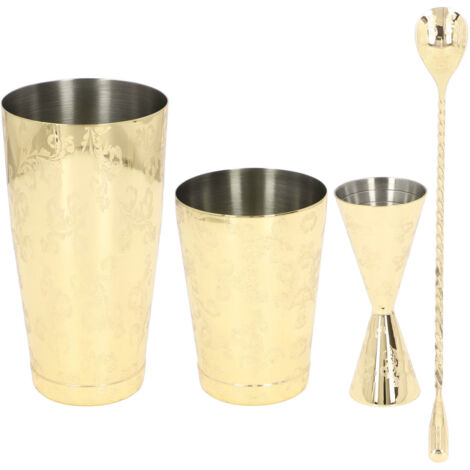 Vintage Boston Cocktailshaker-Set aus Edelstahl 304 mit Tee-Ei – 3-teiliges Set