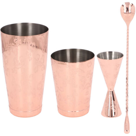 Vintage Boston Cocktailshaker-Set aus Edelstahl 304 mit Tee-Ei – 4-teiliges Set