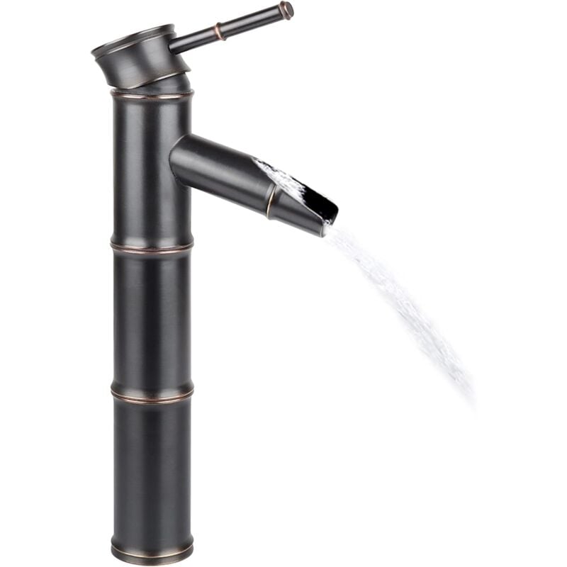 Beijiyi - Vintage Bronze Antique Plein Cuivre Bambou Mélangeur de Cuisine de Salle de Bain Hôtel Robinet Robinet de lavabo, Cuivre, 3 Joints Break