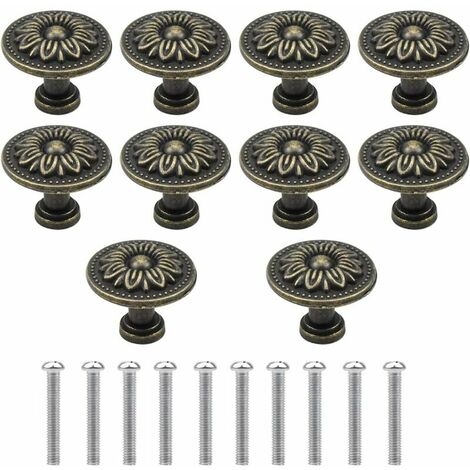 Vintage Bronze Drawer Knobs, 32mm Retro Drawer Pulls, Cabinet Door Knobs, Furniture Knobs, Dresser Knobs, Drawer Knobs, Set of 10